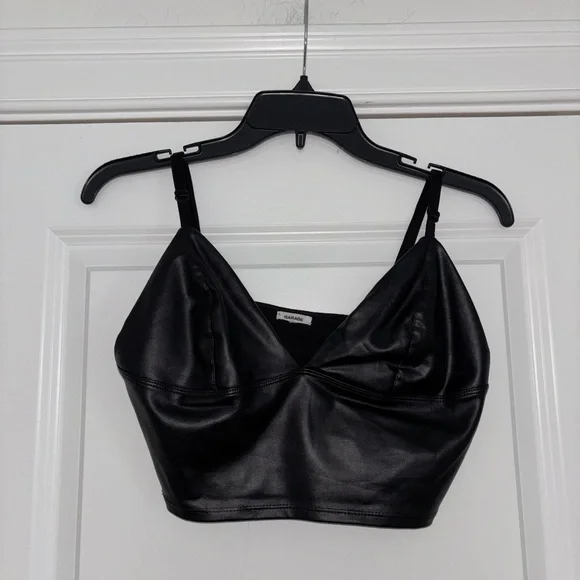 Garage Black Faux Leather Cropped Bralette - Picture 6 of 8